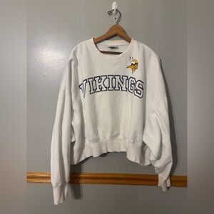 Minnesota Vikings Nike Oversized Sweatshirt Womens L White Cropped NFL